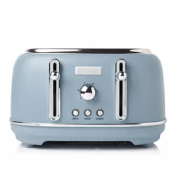 Haden Highclere Blue Toaster 4 Slice - Adjustable Browning Control - Removable Crumb Trays - Easy To Clean 4 Slice Toaster - ...