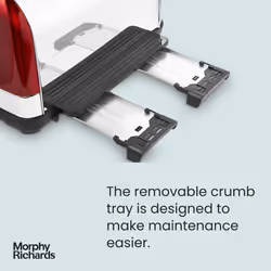 Morphy Richards Venture Red 4 Slice Toaster - Defrost Setting - High Lift Feature - 240133