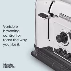 Morphy Richards Venture Brushed 4 Slice Toaster - Brushed Stainless Steel - Defrost Setting - High Lift Feature - 240130