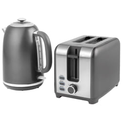 Salter COMBO-8799 Kettle And Toaster Set ? Grey 1.7L Fast Boil Kettle With Pull Top Lid, 2-Slice Electric Toaster, 360? Swivel Base, Water Window, 7