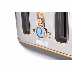 Haden Dorchester Chrome Toaster 4 Slice - Digital Browning Controls - Modern LCD Display - Cancel/Defrost/Reheat Settings - 1900-2300W Digital 4 Slice