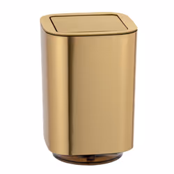 WENKO Auron Gold Cosmetic Bin with Swing Lid 5.5 L Plastic 17.2 x 25.5 x 17.2 cm Gold