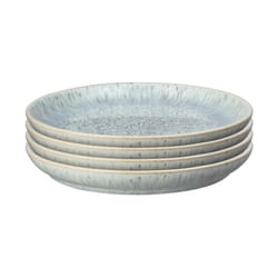 Denby - Halo Speckle Medium Plates Set of 4 - Grey, Neutral Patterned Coupe Dishwasher Microwave Safe Crockery 21cm - Glazed Ceramic Stoneware