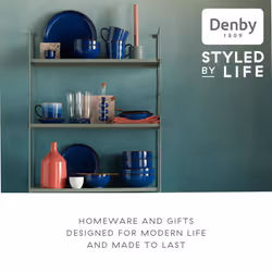 Denby - Imperial Blue Cereal Bowls Set of 4 - Dishwasher Microwave Safe Crockery 820ml 17cm - Royal Blue Ceramic Stoneware Tableware - Chip & Crack