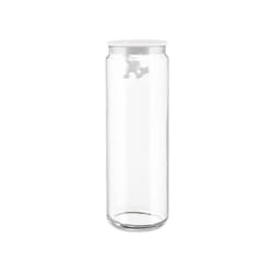 Alessi AMDR08 W Glass Gianni Jar A Little Man Holding On Tight Extra Large Kitchen Box with Hermetic Lid in Thermoplastic Resin, White, 2000 ml