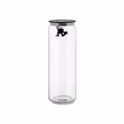 Alessi Glass Gianni Jar A Little Man Holding On Tight Extra Large Kitchen Box with Hermetic Lid in Thermoplastic Resin, Black ...