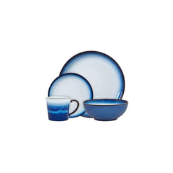 Denby - Blue Haze Dinner Set For 1 - 4 Piece Ceramic Tableware Set - Dishwasher Microwave Safe Crockery Set - 1 x Dinner Plate, 1 x Small Plate, 1 x