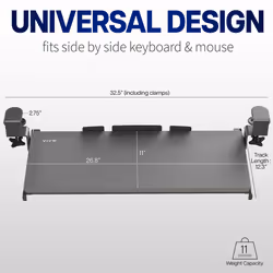 VIVO Clamp-on Computer Keyboard and Mouse Under Desk Mount Slider Tray, 69cm (84 Including Clamps) x 28cm Pull Out Platform Drawer, White, MOUNT-KB05W