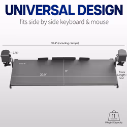 VIVO Extra Long Keyboard Tray Under Desk Pull Out with Extra Sturdy C Clamp Mount System, 86cm (102cm Including Clamps) x 28cm Slide-Out Platform