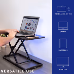VIVO Single Top 24 inch Scissors Lift Keyboard and Mouse Riser, Height Adjustable Laptop Desk, For Ergonomic Sit Stand Workstations, Black, DESK-V024A