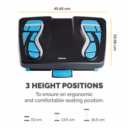 Fellowes Energiser Ergonomic Foot Rest for Under Desk with three Height Adjustments and Massage Surface, blue/charcoal/grey
