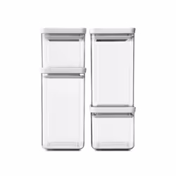 Brabantia 122569 Tasty+ Square Canister / Storage Jar, Set of 4, Light Grey