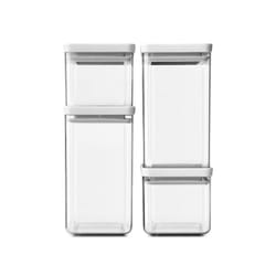 Brabantia 122569 Tasty+ Square Canister / Storage Jar, Set of 4, Light Grey