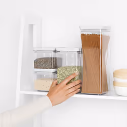 Brabantia 122569 Tasty+ Square Canister / Storage Jar, Set of 4, Light Grey