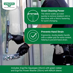 Unger ErgoTec NINJA 2-in-1 Advanced Window Cleaning Kit Starter Set, Indoor & Outdoor Professional Window Cleaning Equipment - Window Squeegee &