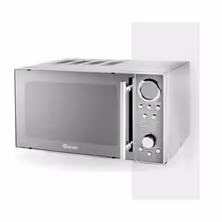 Swan SM3080LN with Glass Turntable, 10 Power Levels, Mirrored Door, 20L, 800W, Silver