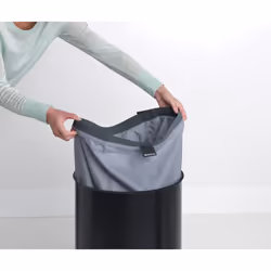 Brabantia - Laundry Bin - Cork Lid - Portable Laundry Bag Inside - Quick-drop Opening - Basket with Ventilation Holes - Non-Scratching Bottom -