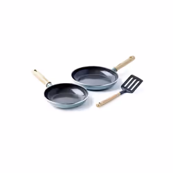 GreenPan Mayflower Healthy Ceramic Non-Stick 3-Piece Frying Pan Skillet Set 20 cm & 24 cm, Including Slotted turner, Vintage ...