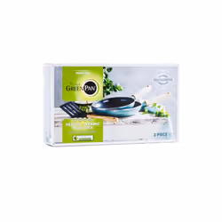 GreenPan Mayflower Healthy Ceramic Non-Stick 3-Piece Frying Pan Skillet Set 20 cm & 24 cm, Including Slotted turner, Vintage Wood Handle, PFAS-Free,