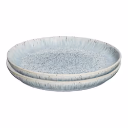 Denby - Halo Speckle Medium Plates Set of 2 - Grey, Neutral Patterned Coupe Dishwasher Microwave Safe Crockery 21cm - Glazed ...