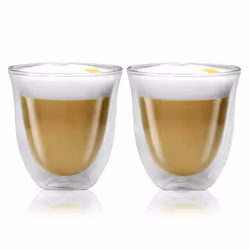 De'Longhi 5513296661-DLKC301 Delonghi DLKC301 Creamy Collection Double Walled Thermo Cappuccino Glasses, Set of 6, Dishwasher Safe,Clear, 270