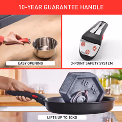 Tefal Ingenio Easy ON 3 Piece Non-Stick Pan Set, 24&28 cm Frying Pans, Bakelite Handle, Easy Cleaning, Heat Indicator, Non-Induction Black, L1599302