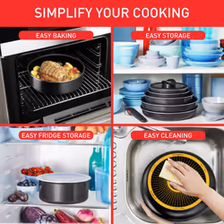 Tefal Ingenio Easy ON 3 Piece Non-Stick Pan Set, 24&28 cm Frying Pans, Bakelite Handle, Easy Cleaning, Heat Indicator, Non-Induction Black, L1599302
