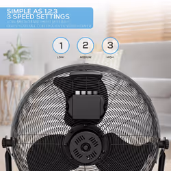 Air Pro 20" Floor Fan - Powerful Air Cooling & Circulating Fan with 3 Speed Setting & Adjustable Tilt - Indoor Home, Office, Gym Fan Quiet Portable