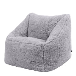 icon Kids Teddy Fleece Bean Bag Chair, Grey, Fluffy Kids Bean Bag Armchair with Filling Included for Girls and Boys, Childrens Chair, Nursery D?cor,