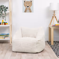 icon Kids Teddy Fleece Bean Bag Chair, Cream, Fluffy Kids Bean Bag Armchair with Filling Included for Girls and Boys, Childrens Chair, Nursery D?cor,