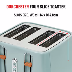 Haden Dorchester Toaster 4 Slice ? Stainless Steel Body - Modern LCD Display - 6 Browning Levels - Cancel/Defrost/Reheat - 1900-2300W Digital 4 Slice