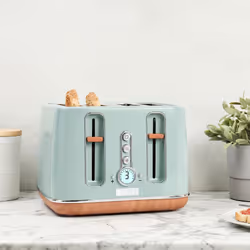 Haden Dorchester Toaster 4 Slice ? Stainless Steel Body - Modern LCD Display - 6 Browning Levels - Cancel/Defrost/Reheat - 1900-2300W Digital 4 Slice