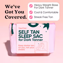 Tan Fan Self Tan Sleep Sac for Dark Tanner (Pink) - Keep Sheets Clean from Dark Tan Stains w Thicker Bottom Underlay For Extra Protection - 100% Cool