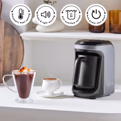 KARACA Hat?r H?ps Turkish Coffee Maker & Milk Option - 300 Ml Automatic Small Turkish Coffee Machine with Measuring Spoon & Cleaning Brush - 5 Cup