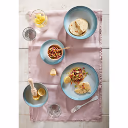 Denby - Azure Haze Blue Coupe Small Plates Set of 4 - Stoneware Ceramic Plates For Everyday Use - Dishwasher, Oven, Microwave, Freezer Safe - Blue,