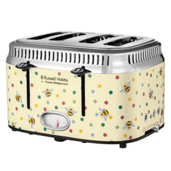 Russell Hobbs Emma Bridgewater Bumble Bee & Polka Dot 4 Slice Toaster (Countdown gauge shows time remaining, Independent & Wide Slots, Lift & look