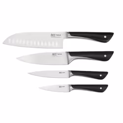 Tefal Jamie Oliver Kitchen Knives Set, 4 Pieces: Santoku, Chef, Utility, Paring Knives, German Stainless Steel, Durable Sharp ...