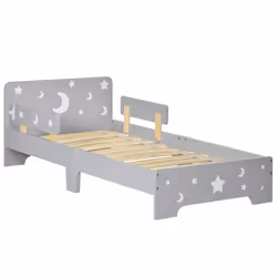 ZONEKIZ Kids Toddler Bed Children's Bedroom Furniture w/Star and Moon Patterns, Side Rails, for Boys, Girls, Ages 3-6 Years, ...