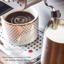 Swan SK22110GRN Retro Espresso Plastic Coffee Machine with Milk Frother, Steam Pressure Control, 1.2L Detachable Water Tank, 1100W, Retro Grey