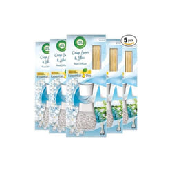 Air Wick Air Freshener Reed Diffuser, Crisp Linen and Lilac, Pack 5 x 33ml, Lasts up to 20 weeks, Room Diffuser
