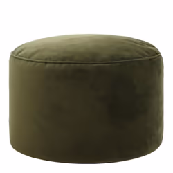 icon Milano Velvet Bean Bag Pouffe, Olive Green, Large Pouffe Footstool with Filling Included, Footrest, Bedroom, Living Room ...