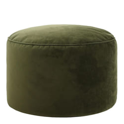 icon Milano Velvet Bean Bag Pouffe, Olive Green, Large Pouffe Footstool with Filling Included, Footrest, Bedroom, Living Room, Living Room Furniture