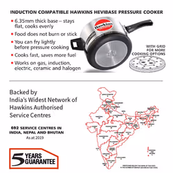 Hawkins Hevibase Hawkins H56 Hevibase Induction Compatible Aluminum Pressure Cooker, 5-Liter, Silver, 5-Litre