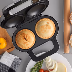 Salter EK4082 XL Double Pie Maker - Twin Deep-Fill Pie Machine, Non-Stick & Crimp-Edged Cooking Plates, 3-5 Minute Pre-Heat, Locking Latch,