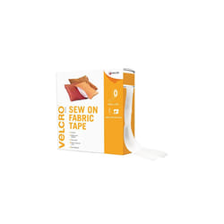 VELCRO Brand | Sew on Fabric Tape | Cut-to-Length Strong Hook & Loop Self Adhesive Tape Perfect for Crafting, Clothing Repairs & Hemming | White |