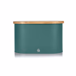 Swan SWKA17512GREN Nordic Scandi Bread Bin with Bamboo Cutting Board Lid, Pine Green, Steel, 1 Size