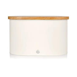 Swan SWKA17512WHTN Nordic Scandi Bread Bin with Bamboo Cutting Board Lid, Cotton White, Steel, One Size