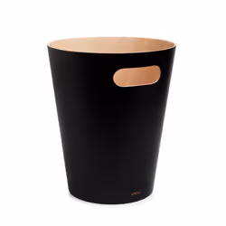 Umbra Woodrow 2 Gallon Modern Wooden Trash Can, Wastebasket, Garbage Can or Recycling Bin for Home or Office, Black/Natural