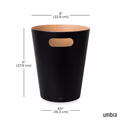 Umbra Woodrow 2 Gallon Modern Wooden Trash Can, Wastebasket, Garbage Can or Recycling Bin for Home or Office, Black/Natural