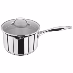 Stellar Profile Stainless Steel Draining Saucepan with Lid 18cm with 2.3L, Induction Ready, Oven Safe, Dishwasher Safe